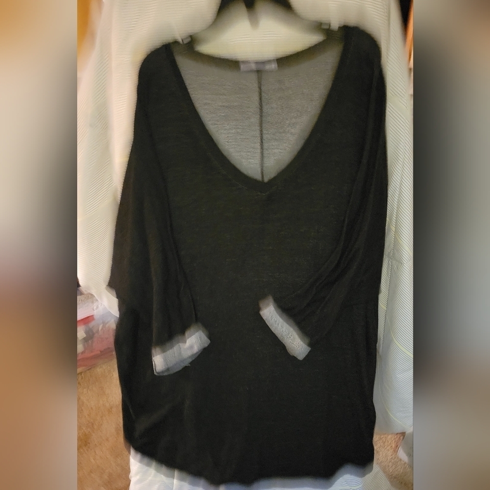 Femme by tesics Denim Color Tunic 3/4 Sleeve Top Knit 2X